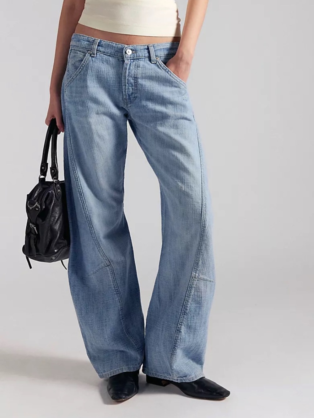 Free People We The Free Highland Low-Rise Twisted Bowed Jeans